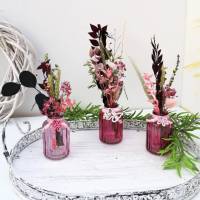 Tischdeko Trockenblumen in rosa Glasvasen 3er Set Stückpreis 7,95 Euro Bild 1