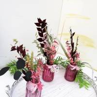 Tischdeko Trockenblumen in rosa Glasvasen 3er Set Stückpreis 7,95 Euro Bild 4