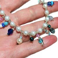 Kette Barockperlen und Glas bunte Lebensfreude als Geschenk für sie Perlenkette Bettelkette Bild 1