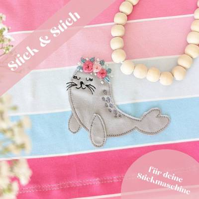 Stick & Stich Robbe - verbinde Stickmaschine & Handstickerei - Stickdatei