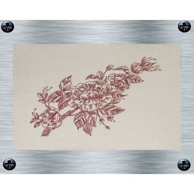 Stickdatei Redwork Blumenranke - 20 x 30 Rahmen - Botanische Stickmotive, Blumenstickerei, Blumen, digitale Stickdatei