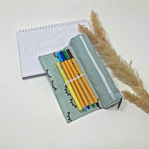 Federmäppchen Türkis für Studium oder Schule, kleines Stiftemäppchen mit Gummischlaufen zum Rollen, Geschenk Studentin, Bild 1