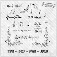 Plotterdatei - I Love Music - Musik - Noten - SVG - DXF - Datei - PNG - JPEG - Mithstoff Bild 1