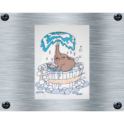 Stickdatei Elefanti badi uni / bunt - 13 x 18 Rahmen - Bademotive, Badezimmerstickerei, digitale Stickdatei, Nadelmalere