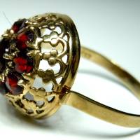 Extravaganter Karfunkelstein Ring Granatring aus Gelbgold um 1910 RG58 Bild 4