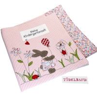 Kindergartenordnerhülle Portfolio ...kleine Blumenwiese...rosa...geblümt...Häschen Bild 2