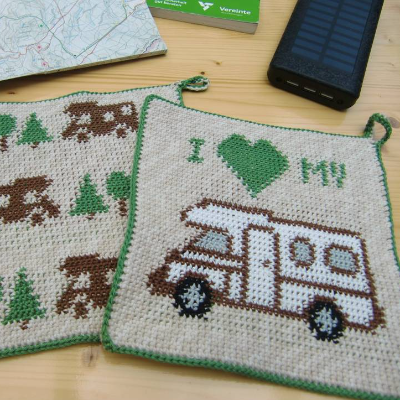 DIY Häkelanleitung Doubleface-Topflappen Wohnmobil (PDF)