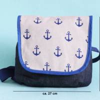 Umhängetasche -  dunkelblau -Tasche mit Anker -  Ankermotiv,  mit Klappe,, maritim, Handtasche - Gürteltasche Bild 4