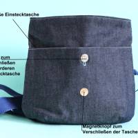 Umhängetasche -  dunkelblau -Tasche mit Anker -  Ankermotiv,  mit Klappe,, maritim, Handtasche - Gürteltasche Bild 5