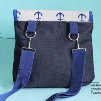 Umhängetasche -  dunkelblau -Tasche mit Anker -  Ankermotiv,  mit Klappe,, maritim, Handtasche - Gürteltasche Bild 6