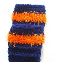 Kinderarmstulpen Pulswärmer in dunkelblau & orange handgehäkelt Bild 3