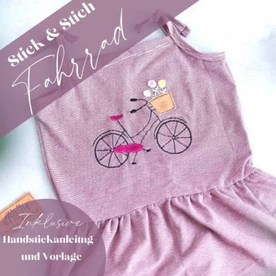Stick & Stich Fahrrad Stickdatei Handsticken Vorlage und Anleitung