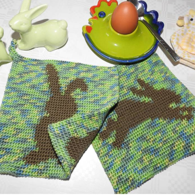 DIY Häkelanleitung Doubleface-Topflappen Hasen (PDF)