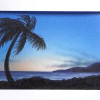 Tropische Landschaft Miniaturmalerei mit Palme, Maritime mini Wand Wohnzimmerbild Bild 3