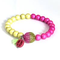 elastisches Armband aus magischen Leuchtperlen mit gestrickter, zweifarbiger Mini-Kugel Kupferdraht - Farbwahl Bild 4