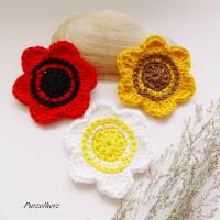 Eine Häkelblume nach Farbwahl - Häkelapplikation,Aufnäher,Tischdeko,Geschenk,Mohnblume,Margerite,Sonnenblume Bild 1