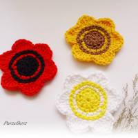 Eine Häkelblume nach Farbwahl - Häkelapplikation,Aufnäher,Tischdeko,Geschenk,Mohnblume,Margerite,Sonnenblume Bild 2