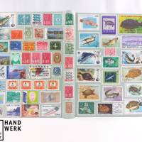 Notizbuch, Briefmarken, Fische Schildkröten, Upcycling, DIN A5, 300 Seiten Bild 2