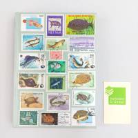 Notizbuch, Briefmarken, Fische Schildkröten, Upcycling, DIN A5, 300 Seiten Bild 6