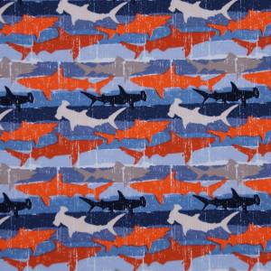 French Terry Sommersweat rot orange blau Hai Streifen Stoff nähen 50cm Bild 2