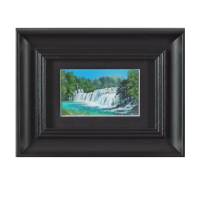 Miniatur Landschaft Bild in Grün, Wasserfälle Original Gemälde Bild 5