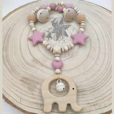 KinderwagenKette Elefant altrosa