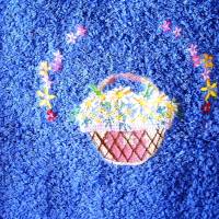 Handtuch Blumenkorb in dunkelblau fein bestickt von Hobbyhaus Bild 8