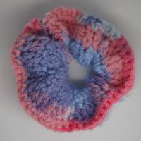 Scrunchie / Haargummi  gehäkelt Blau Rosa Farbverlauf Bild 1