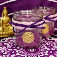 Hochwertige Chakra Kerze | Kronenchakra | Blume des Lebens Bild 1
