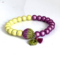 elastisches Armband aus magischen Leuchtperlen mit gestrickter, zweifarbiger Mini-Kugel Kupferdraht - Farbwahl Bild 8
