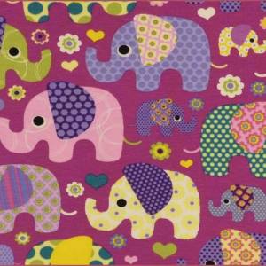 Jersey Elefant pink lila beere Elefantenparade Stoff nähen Mädchen 50cm Bild 1