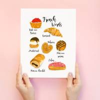 Küchenbild Le Petit Déjeuner | Französisches Frühstück | Küchendekoration | Bäckerei Druck | French food Illustration Bild 4
