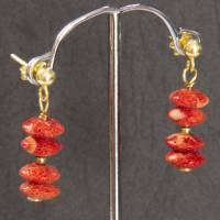 rote Schaumkorallen Ohrhänger Linsen 4 x 8 mm Silber vergoldet Bild 3