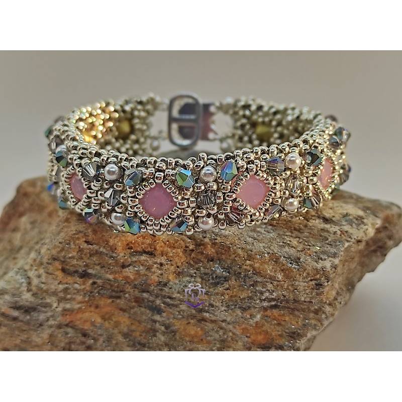 Wunderschönes  Armband, handgefertigt mit hochwertigen Perlen in rosa, silber, weiß, grau metallic, viktorianischer Stil Bild 1