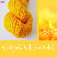 Goldgelb hell Semisolid, Handgefärbte Sockenwolle/Tuchwolle, 4fädig, 100 g Strang Bild 1