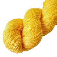 Goldgelb hell Semisolid, Handgefärbte Sockenwolle/Tuchwolle, 4fädig, 100 g Strang Bild 4