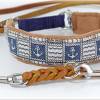 Halsband ANKER mit Zugstopp für deinen Hund, rot oder blau maritim Hundehalsband, Martingale Bild 1