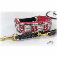 Halsband ANKER mit Zugstopp für deinen Hund, rot oder blau maritim Hundehalsband, Martingale Bild 4
