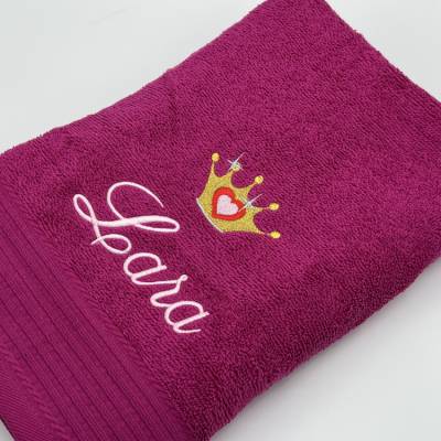 Handtuch ( 50 x 100 cm ) + Motiv Krone (#Nr. 07) + Name / Kinderhandtuch