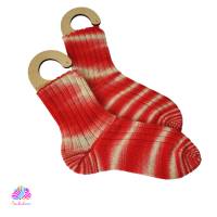 Handgestrickte Socken, Größe 40/41, Merinosocken, handgestrickt, handgefärbt, Farbe: Erdbeer-Sahne-Bonbon Bild 1