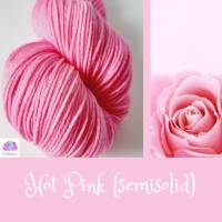Hot Pink Semisolid, Handgefärbte Sockenwolle/Tuchwolle, 4fädig, 100 g Strang Bild 1