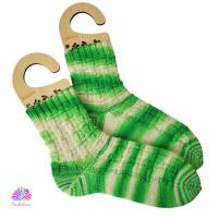Handgestrickte Socken "Siana", Größe 40/41, Merinosocken, handgefärbt, Farbe: Limetten-Sahne-Bonbon Bild 1