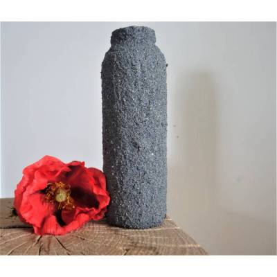 Handgemachte Upcycling Vase in Asphaltoptik | nachhaltige Dekovase anthrazit | moderne Deko für Regal & Wohnzimmer