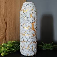 Handgemachte Dekovase in Wüstenbodenoptik | Upcycling Vase grau gold | nachhaltige Deko für Regal und Wohnzimmer Bild 8