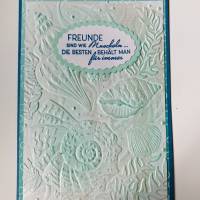 Freundschaftskarte Grußkarte mit 3D Muscheln in Grün/Blau Bild 2