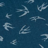 Musselin Sonnenhut zum mitwachsen mit verlängertem Nackenschutz & Sonnendach "Schwalben" jeansblau Stoffauswahl Bild 2