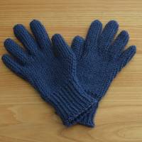 Finger-Handschuhe Teenie-Damen handgestrickt graublau Bild 1