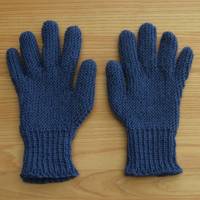 Finger-Handschuhe Teenie-Damen handgestrickt graublau Bild 2