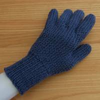 Finger-Handschuhe Teenie-Damen handgestrickt graublau Bild 3