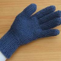 Finger-Handschuhe Teenie-Damen handgestrickt graublau Bild 4